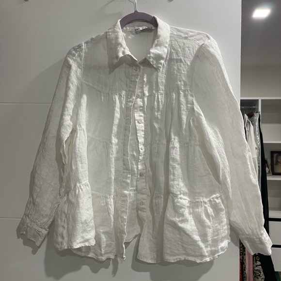 Zara Cream Button Down Casual Shirt - Picture 1 of 7
